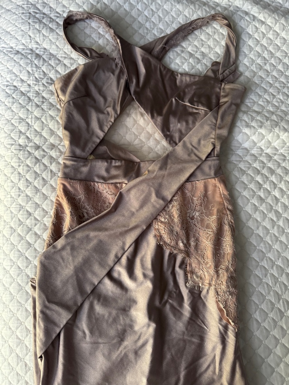 Michael Costello Bronze One-Shoulder Cutout Midi Dress - Picture 4 of 5